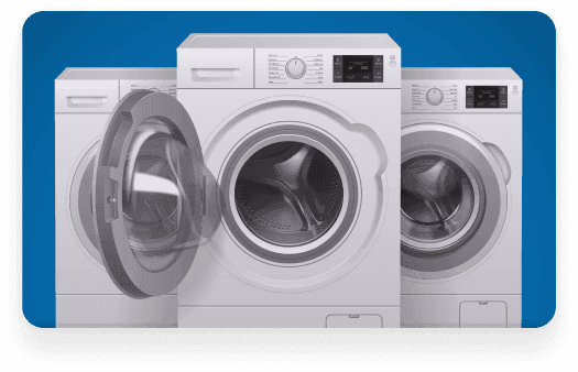 Front-load washing machines showing common appliance repair and servicing needs
